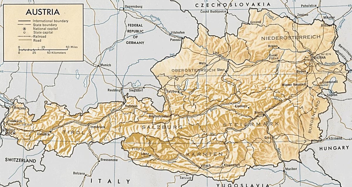 آسٹریا جغرافیائی نقشہ