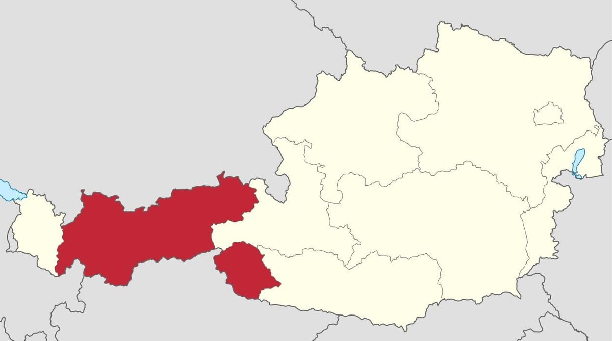 tirol آسٹریا کا نقشہ