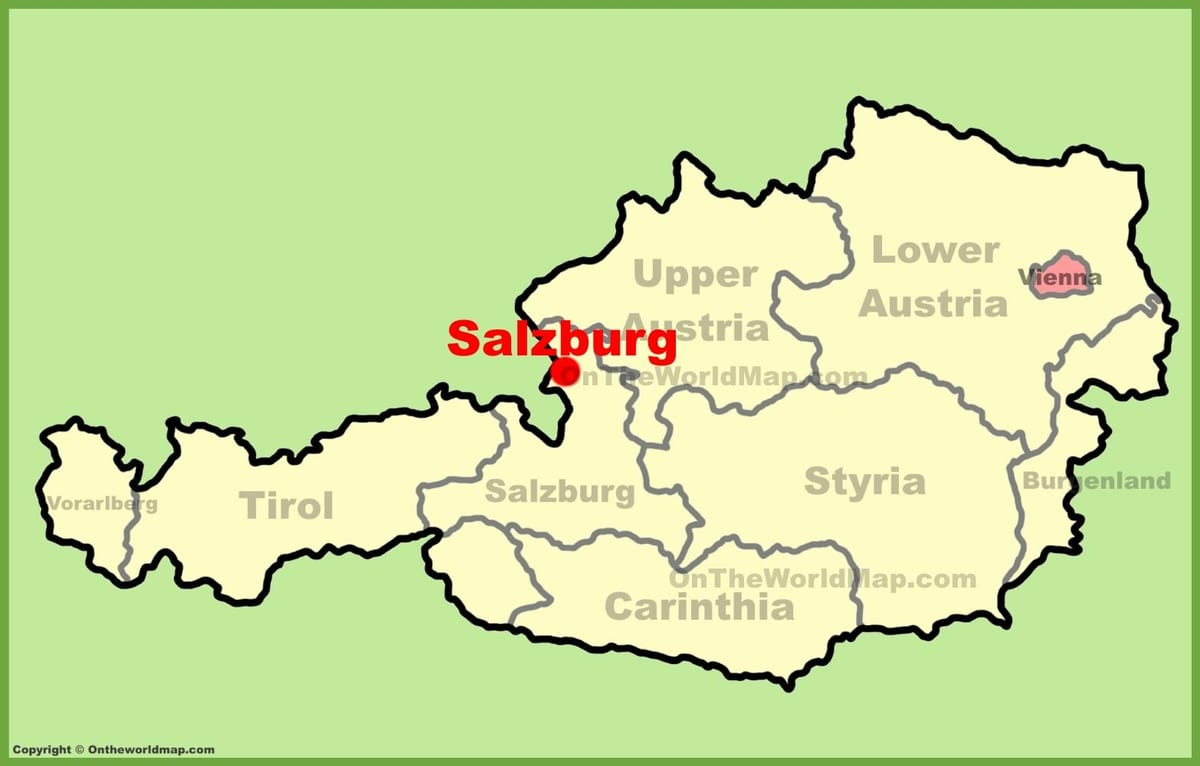 سالزبرگ آسٹریا کا نقشہ