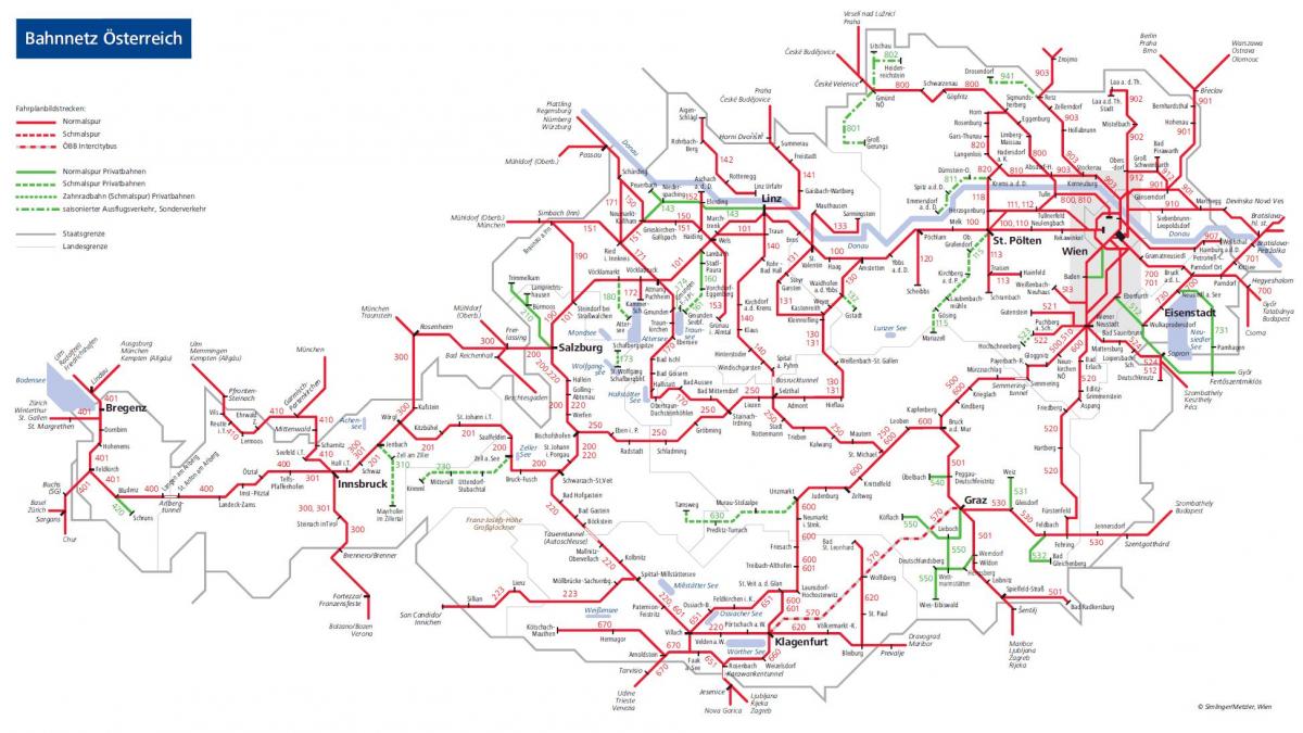 اوبب آسٹرین ریل کا نقشہ