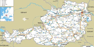 کا نقشہ آسٹریا کے راستے